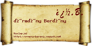 Örmény Berény névjegykártya